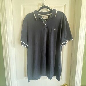 Original Penguin Earl Tipped Collar Pocket Pique Polo Shirt navy blue size XXL